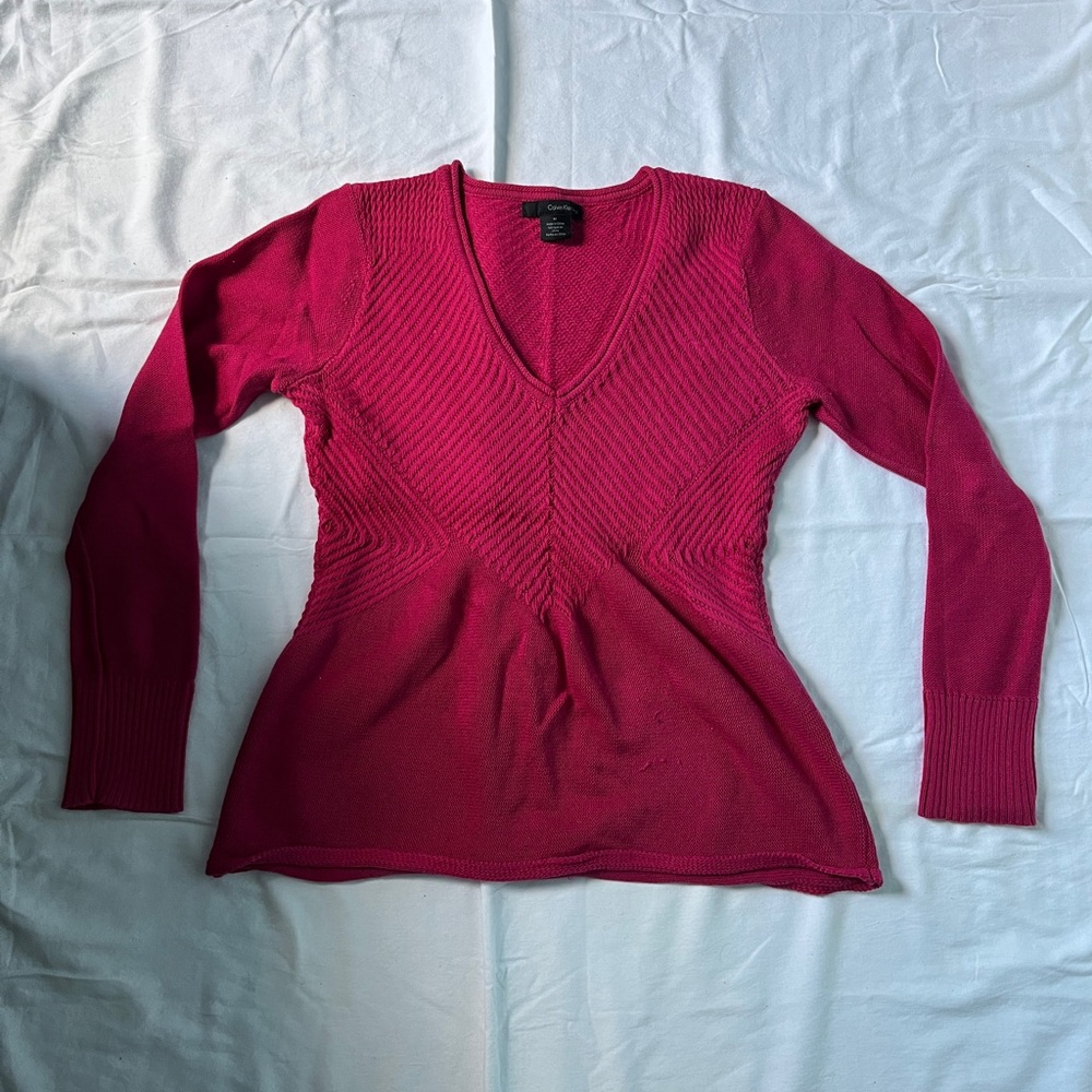 Vibrant Pink V-Neck Sweater